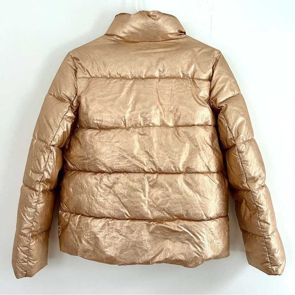 J. Crew Rose Gold Metallic Puffer Coat with Quilted Mock Neck - Picture 7 of 7
